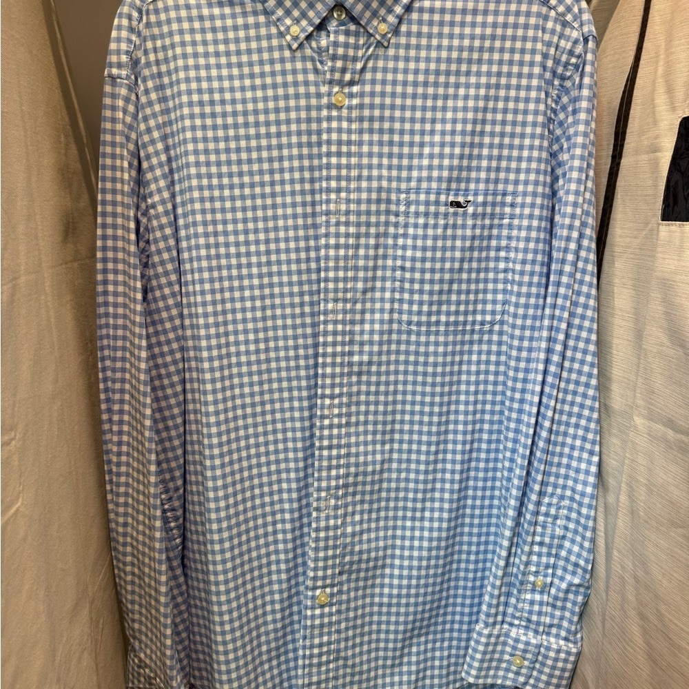 Vineyard Vines Men's Blue Gingham Tucker Shirt XL